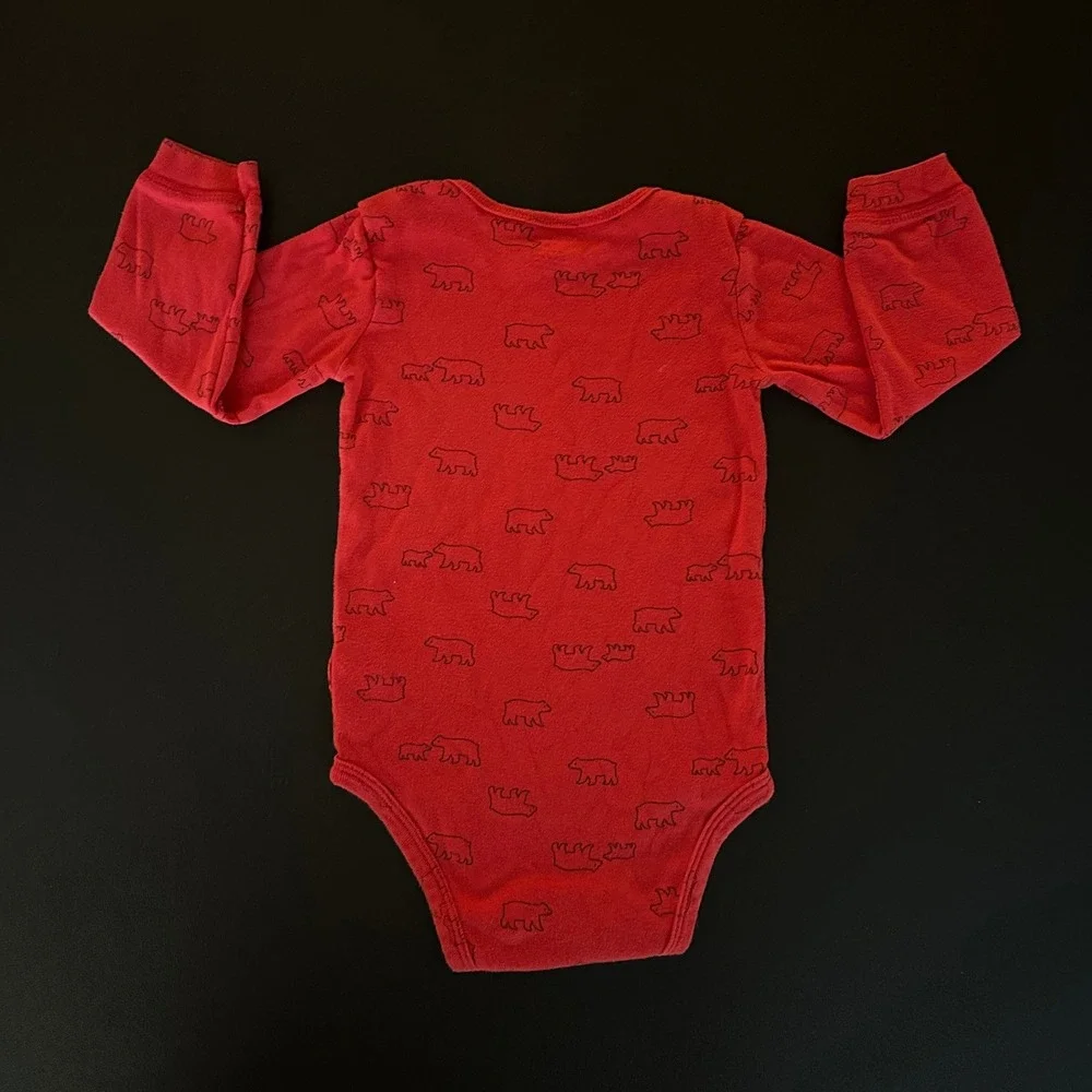 Carters Baby Boy Red Black Bear Long Sleeve Bodysuit 24 Months 126H029 1464